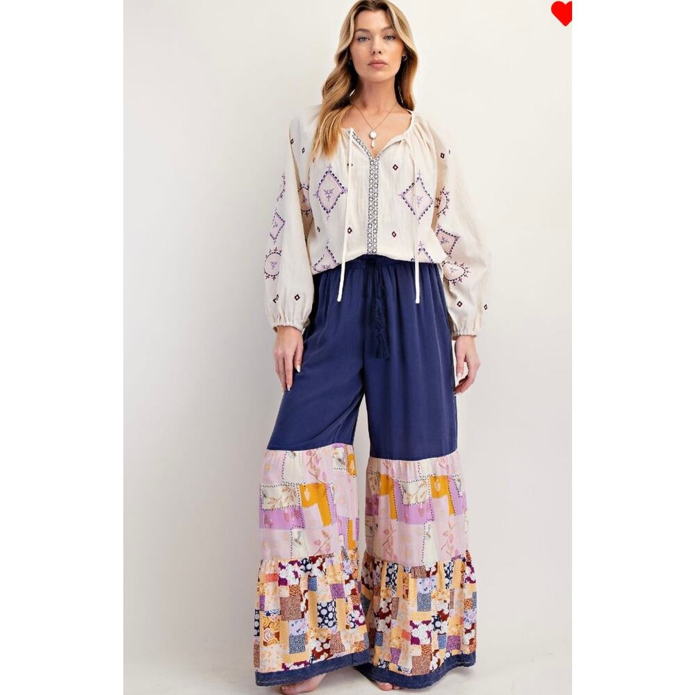 Easel Mixed Print Woven Pants - Plus Size 1X - 3X - Picture 2 of 5